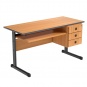 Lehrertisch, 130x65 cm (B/T), 76 cm hoch, Platte: Melamin, PU-Kante, 